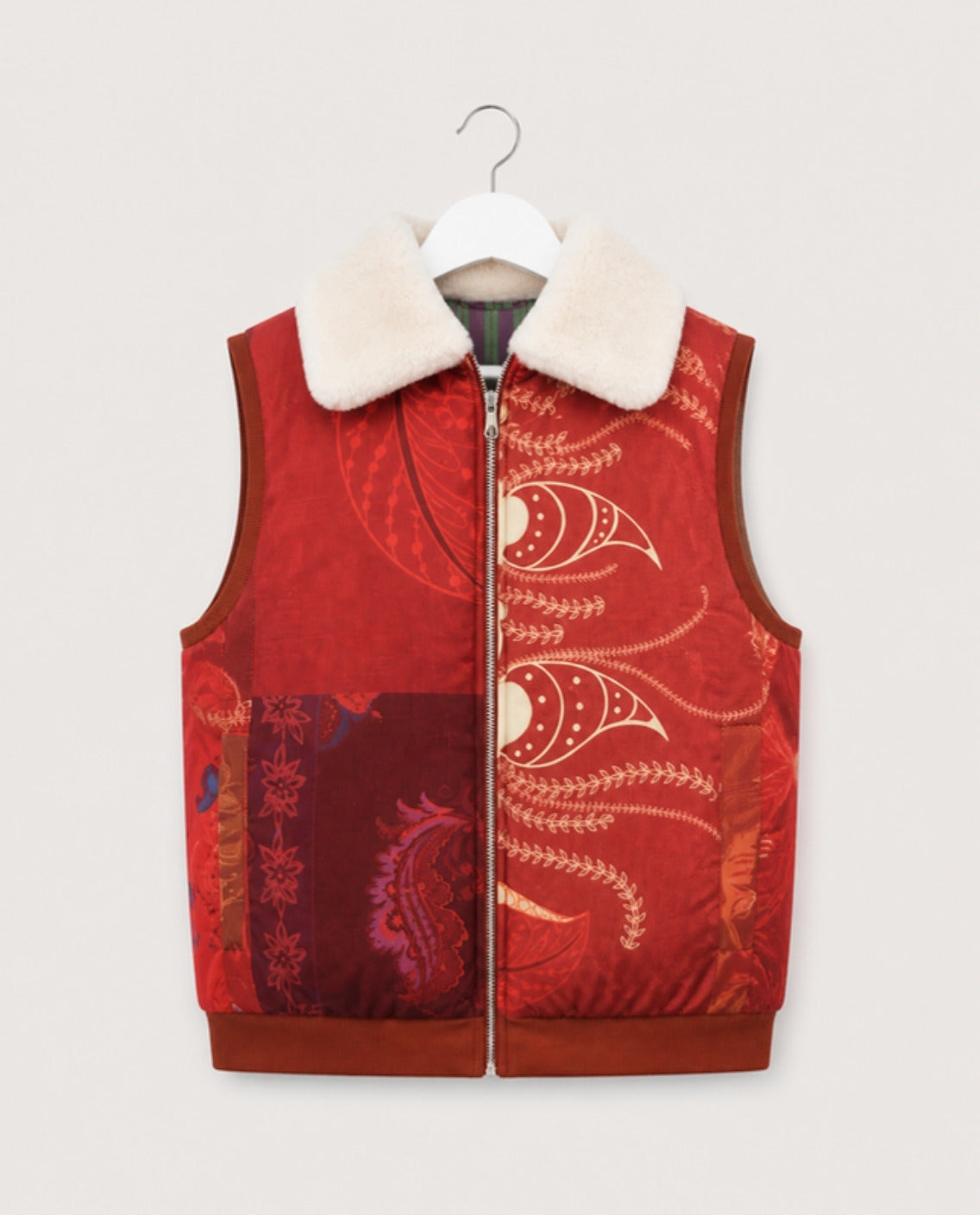 Image of Woven Tales Vest in orange by Callista, front view on an invisible mannequin | فيست ووفن تيلز برتقالي من كاليستا، صورة أمامية