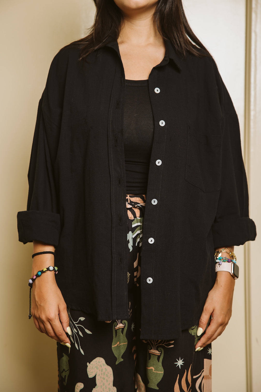 Image of Black Breeze On Through Linen Shirt