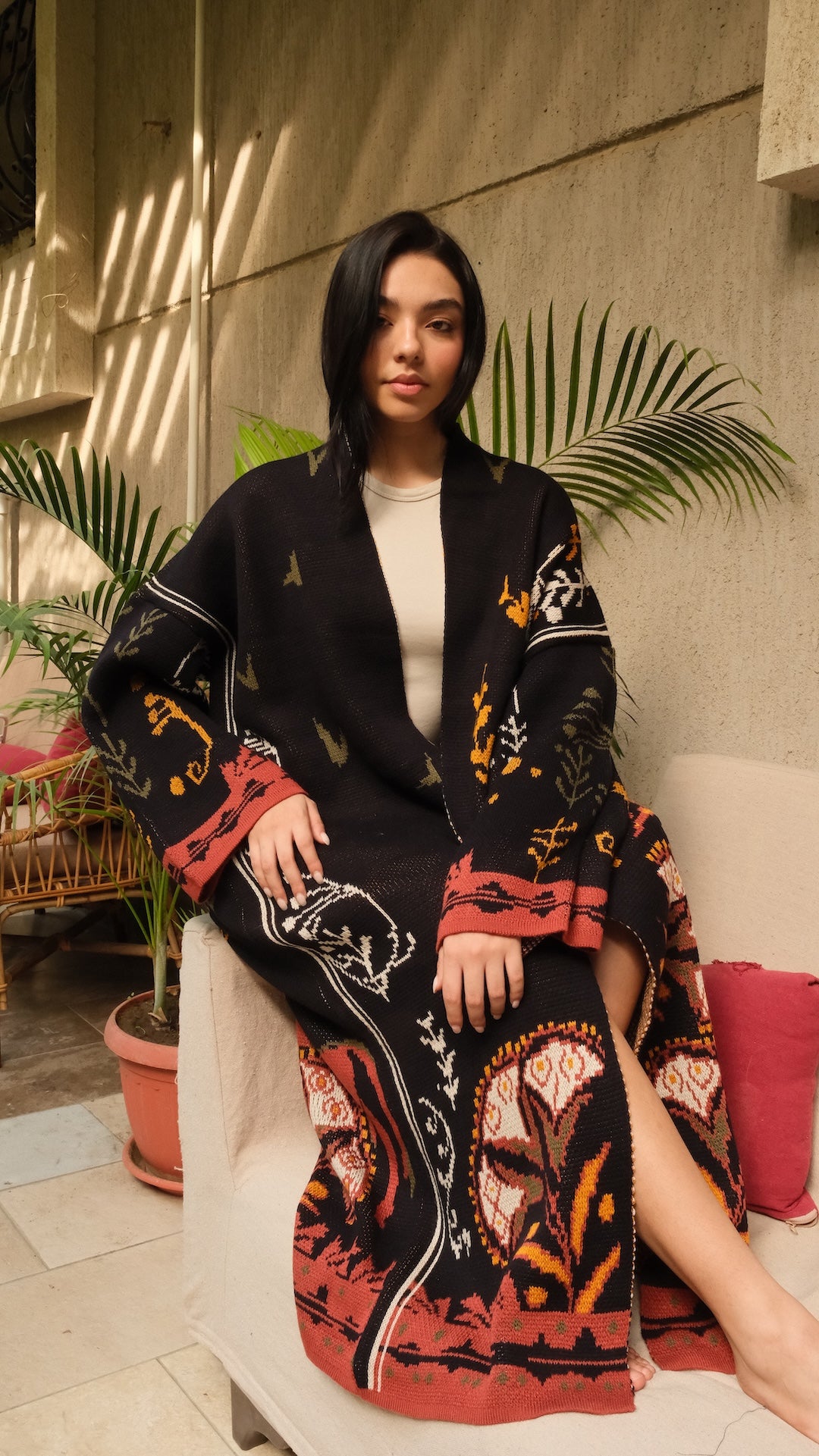 Image of Folk Long Cardigan by Callista, women's long knit cardigan | كارديجان حريمي طويل تريكو (2)