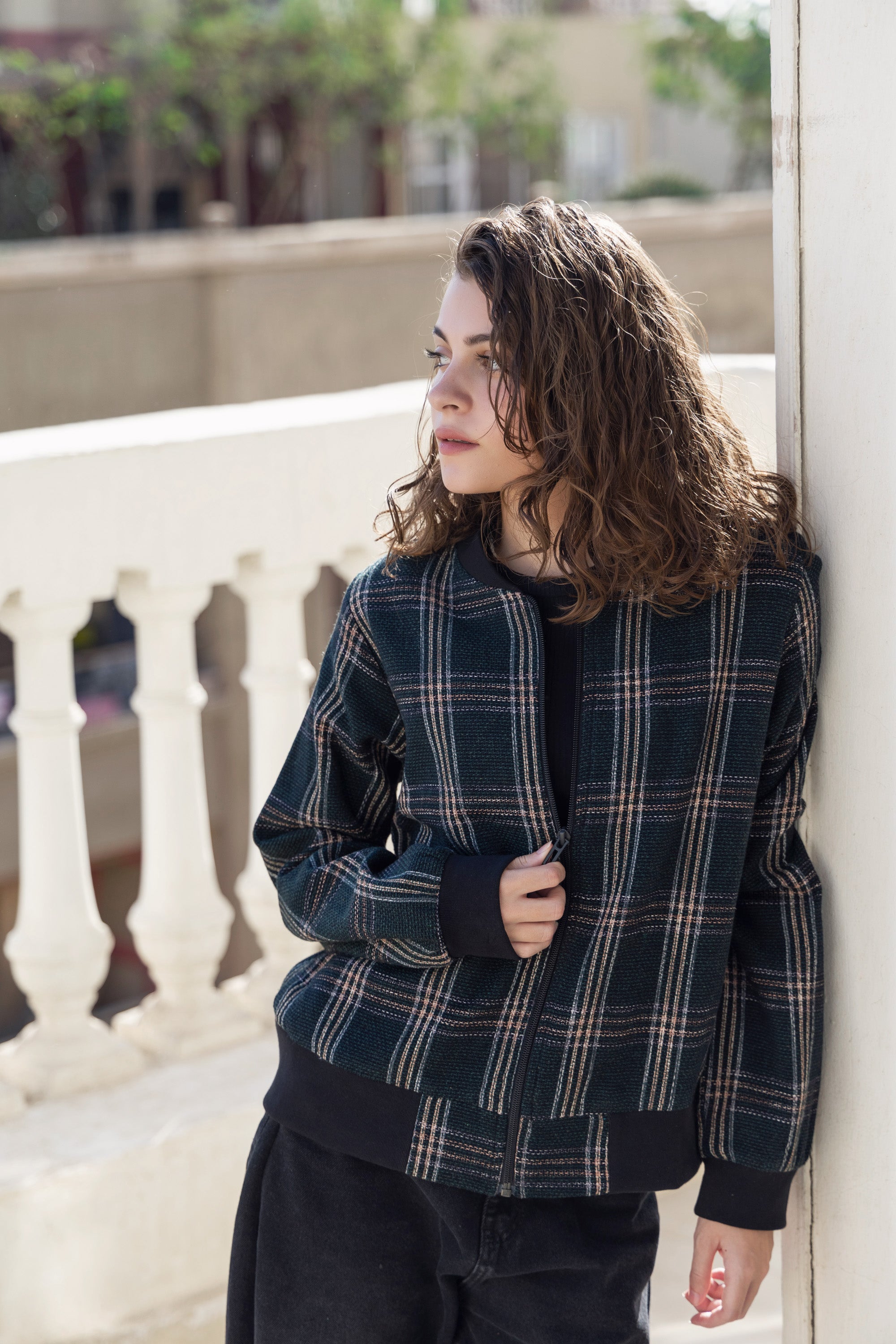 Image of Zipper Olive Jacket - Callista