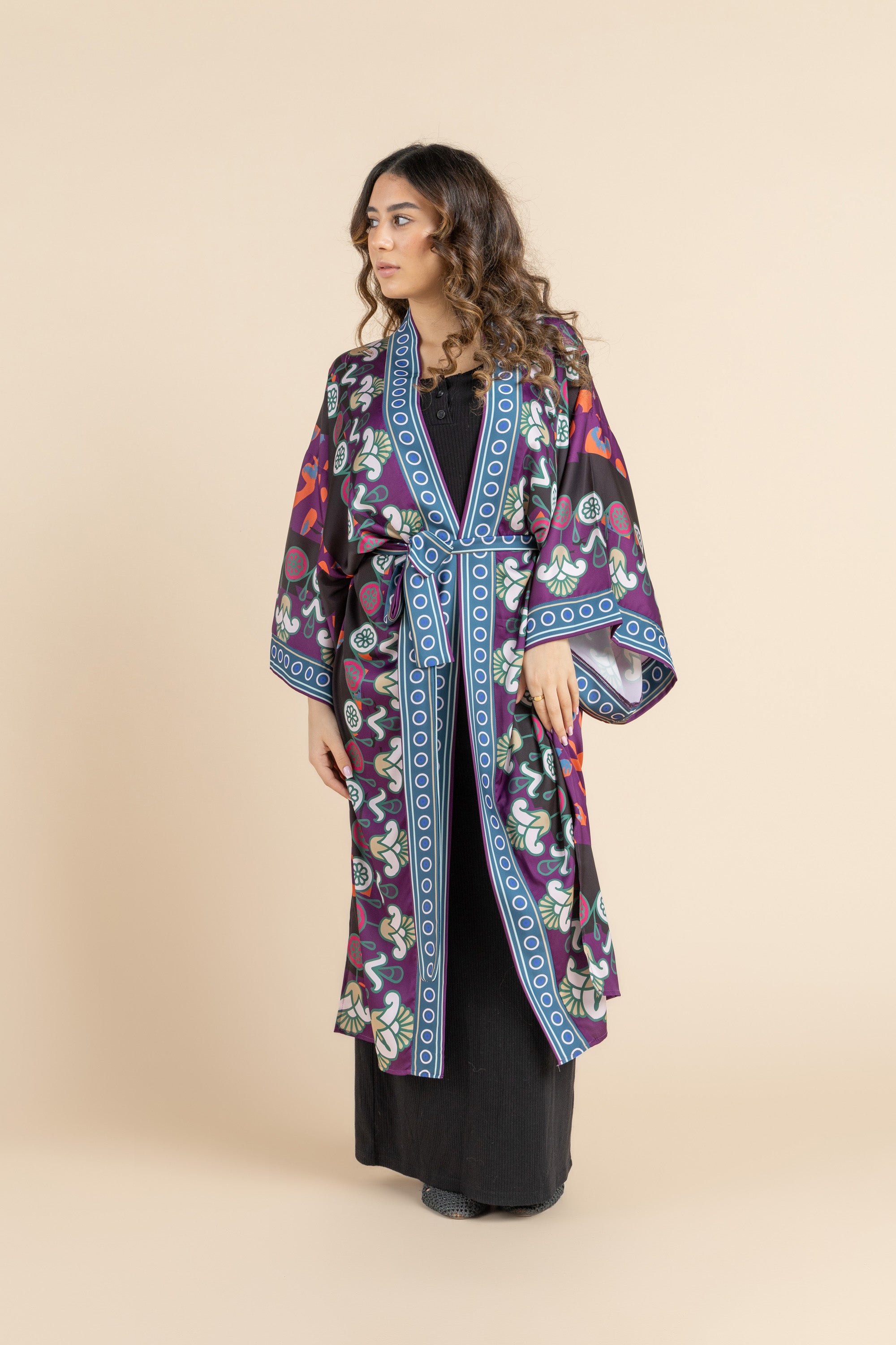 Image of Satin Black Serenity Kimono