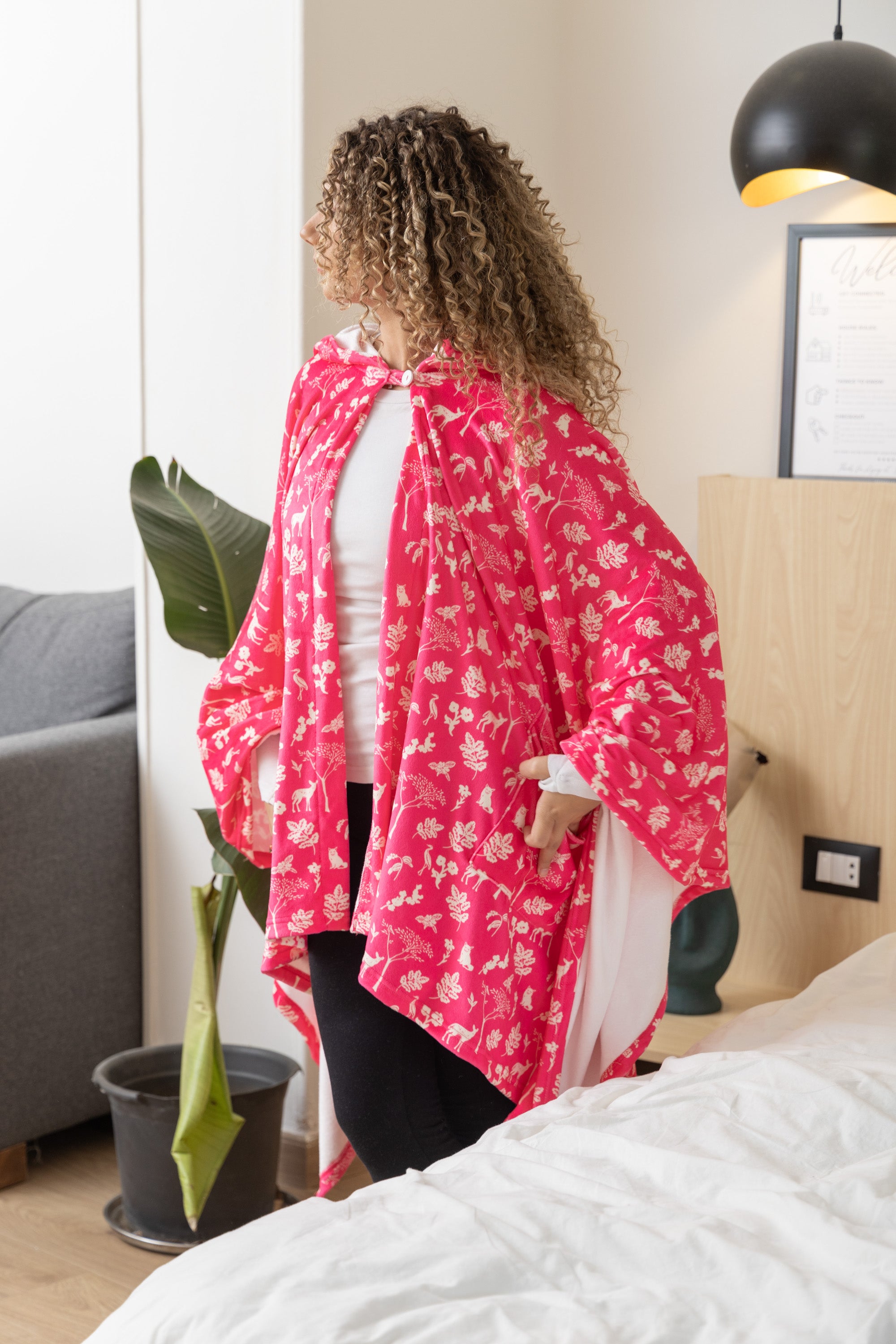 Image of Fuchsia Cozy Poncho Blanket