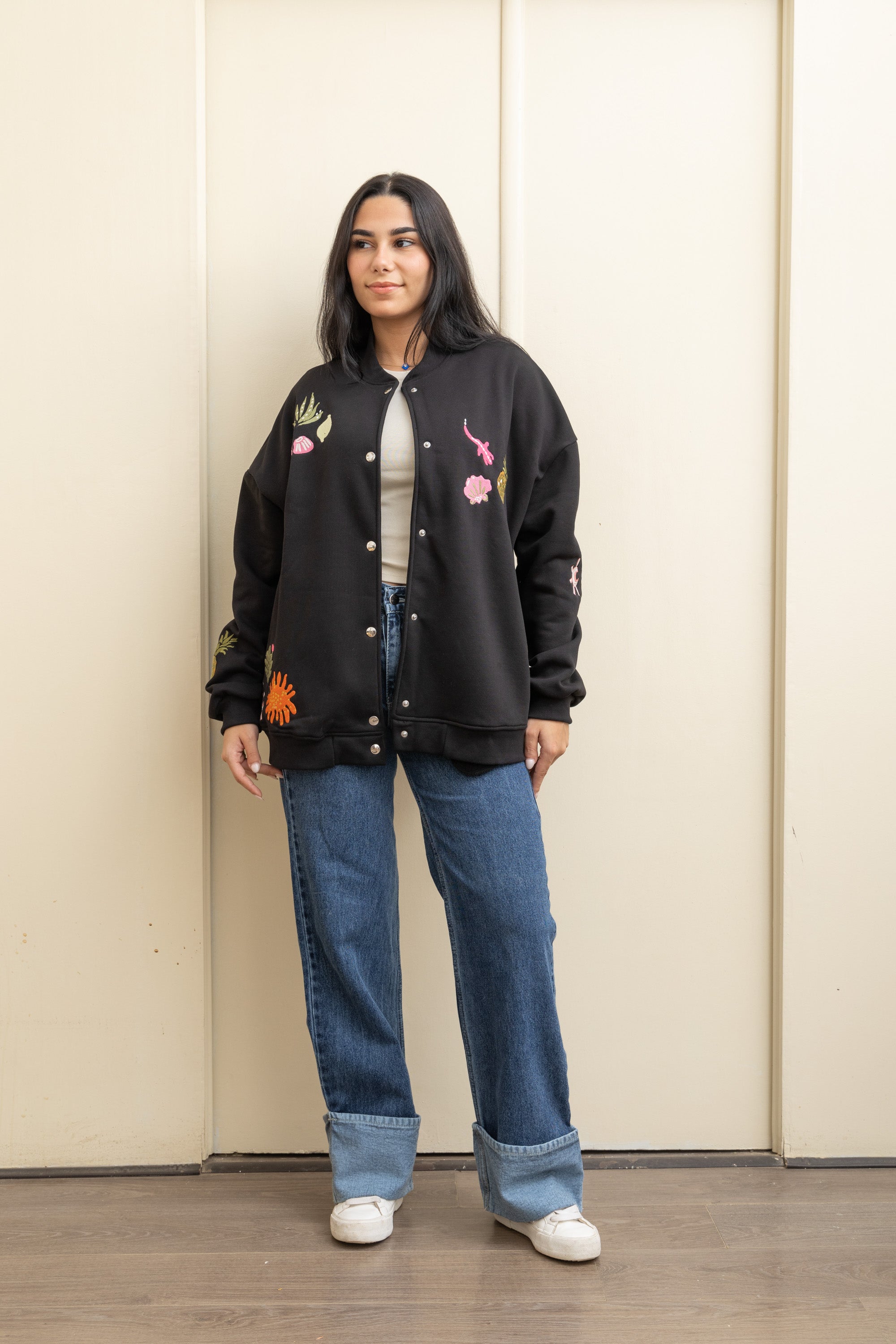 Black Casual Cool Oversized Cotton Jacket