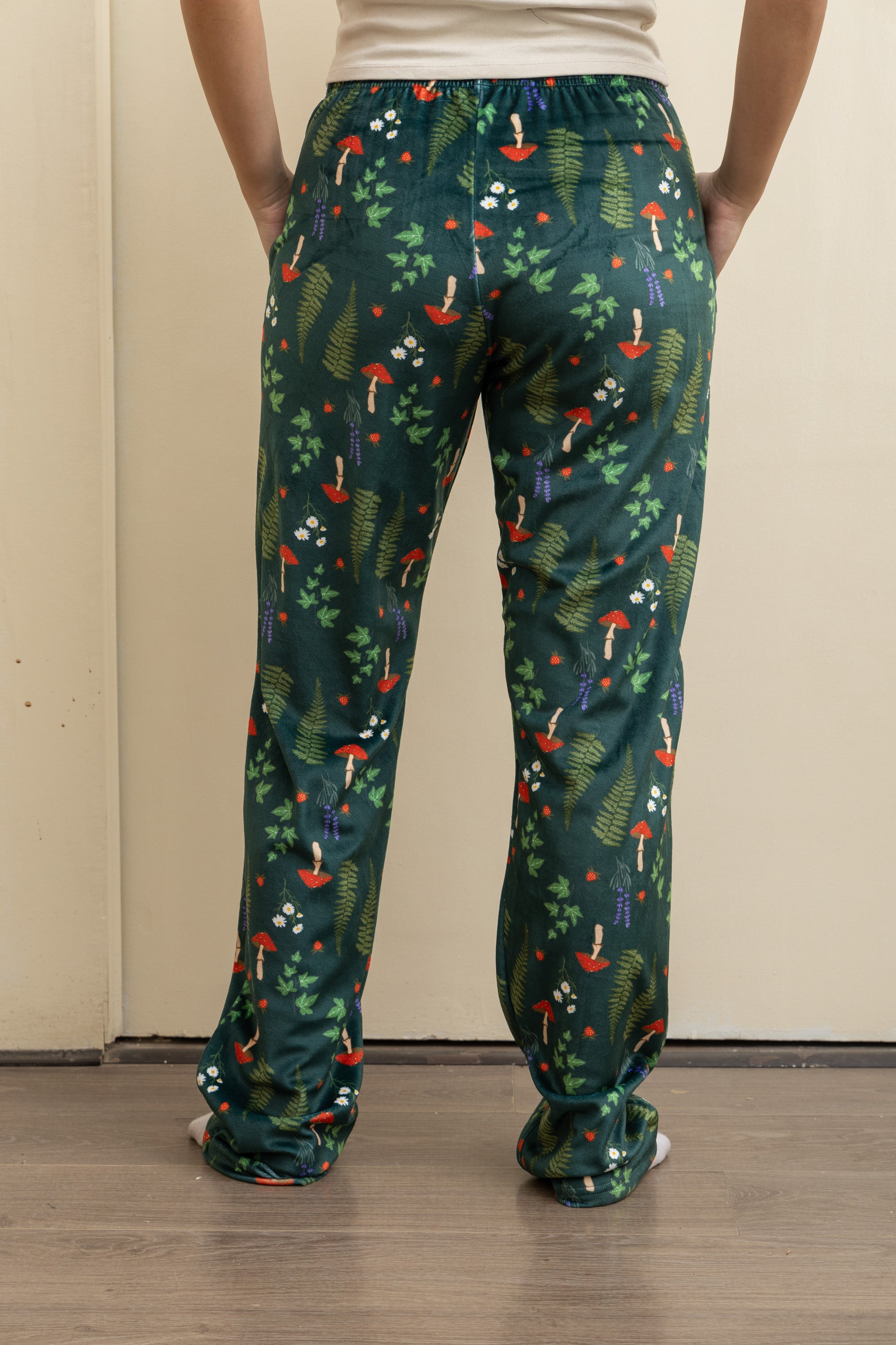 Image of Green Velvet-Touch Pajama Pants