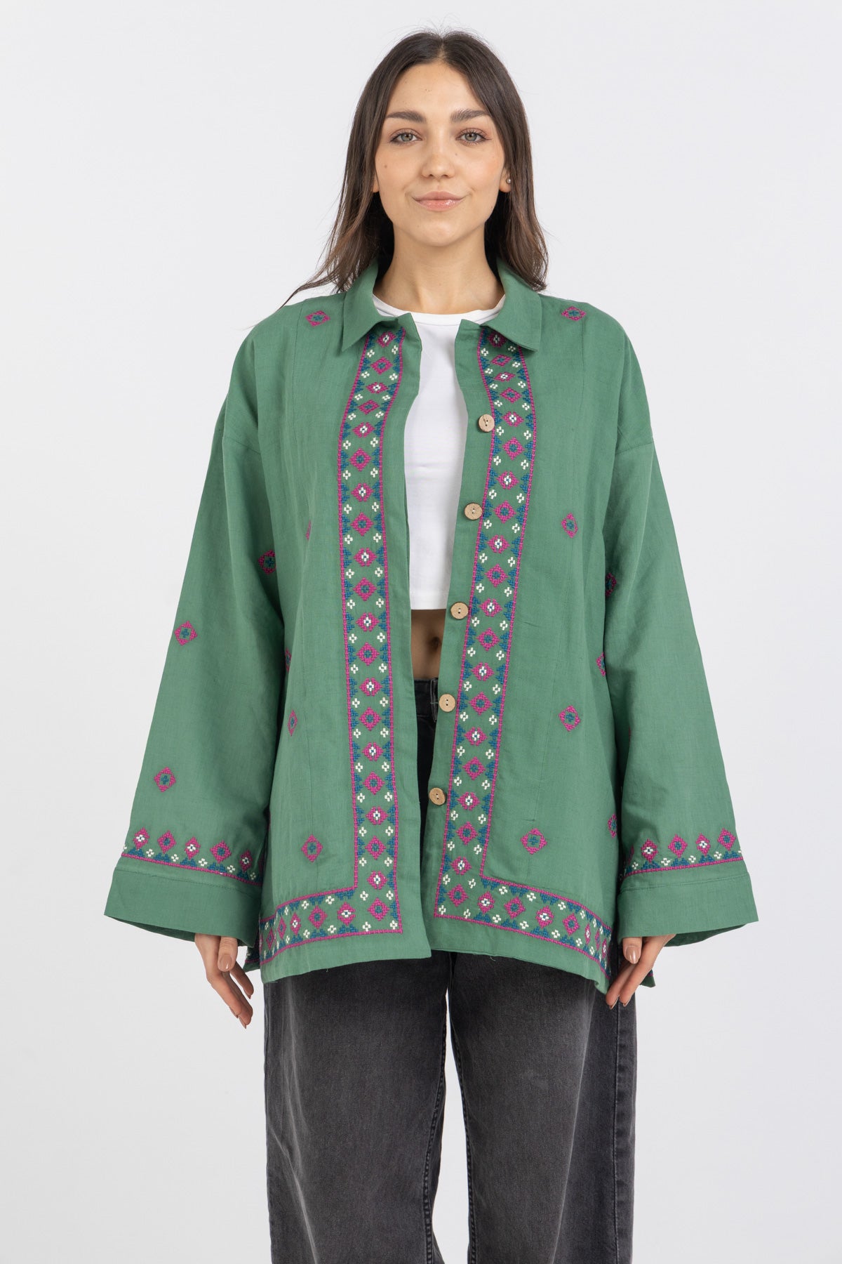 Linen Bloom Long Jacket