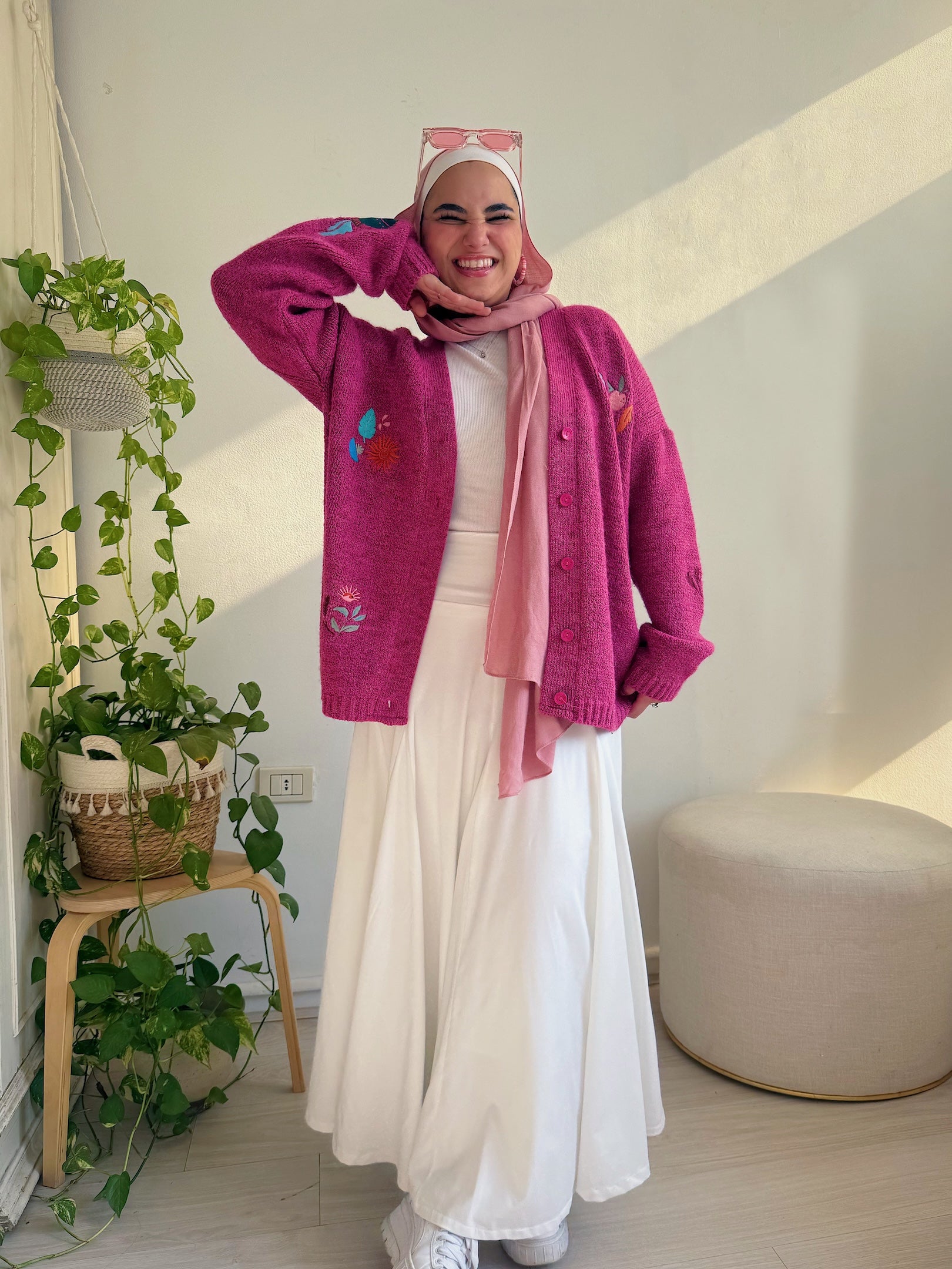 Image of Fuchsia Knit Cardigan