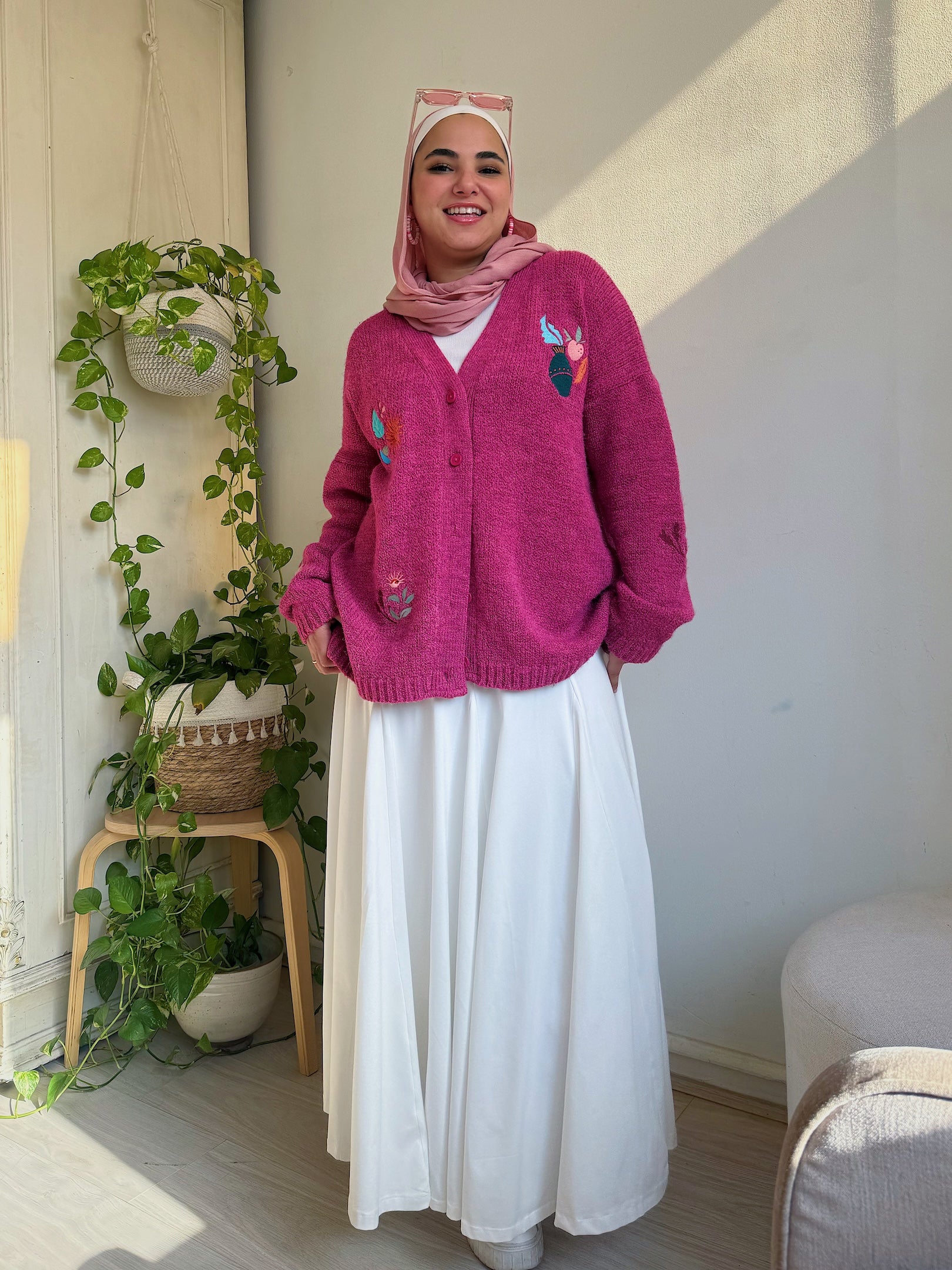 Image of Fuchsia Knit Cardigan