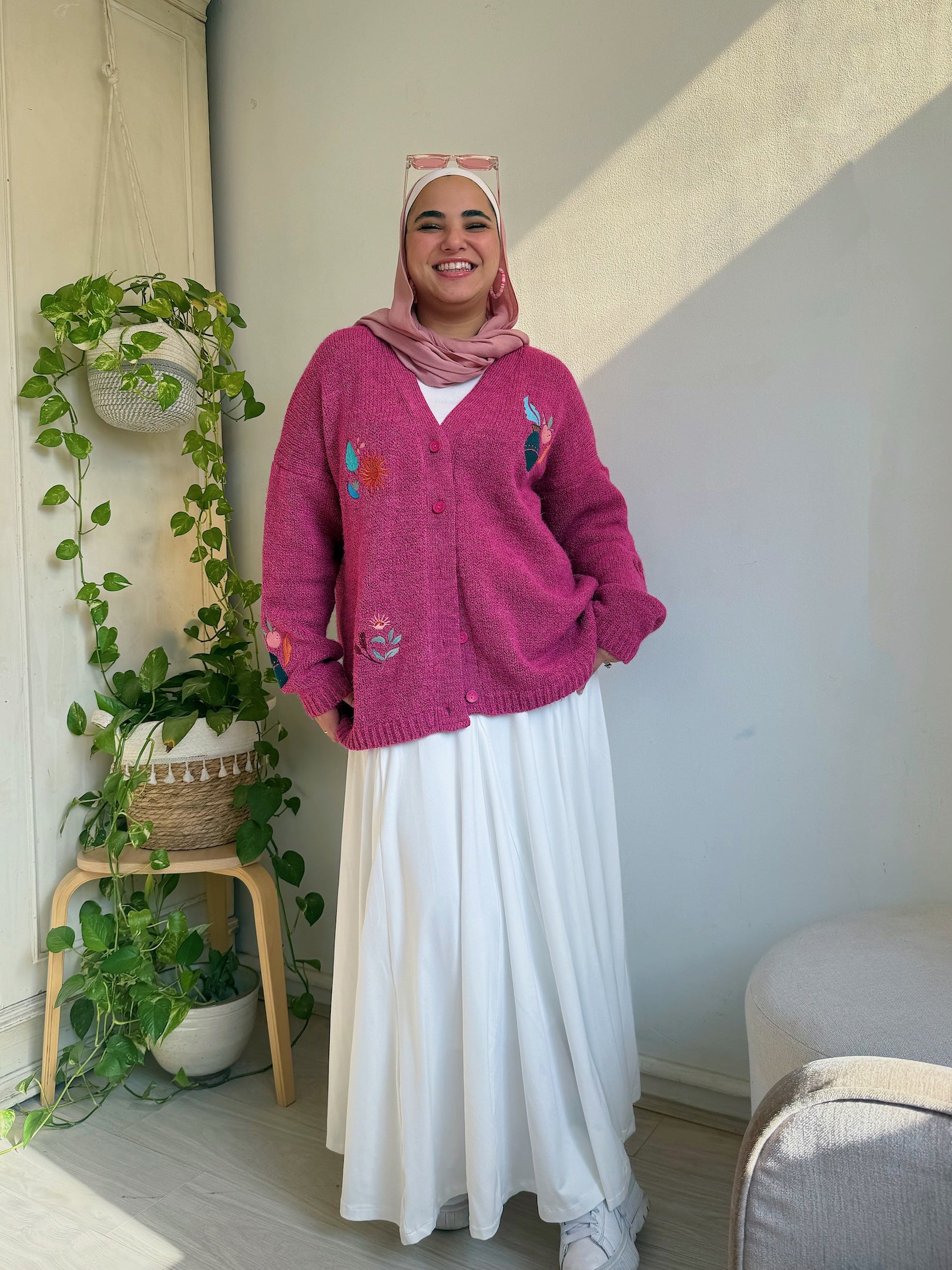 Image of Fuchsia Knit Cardigan