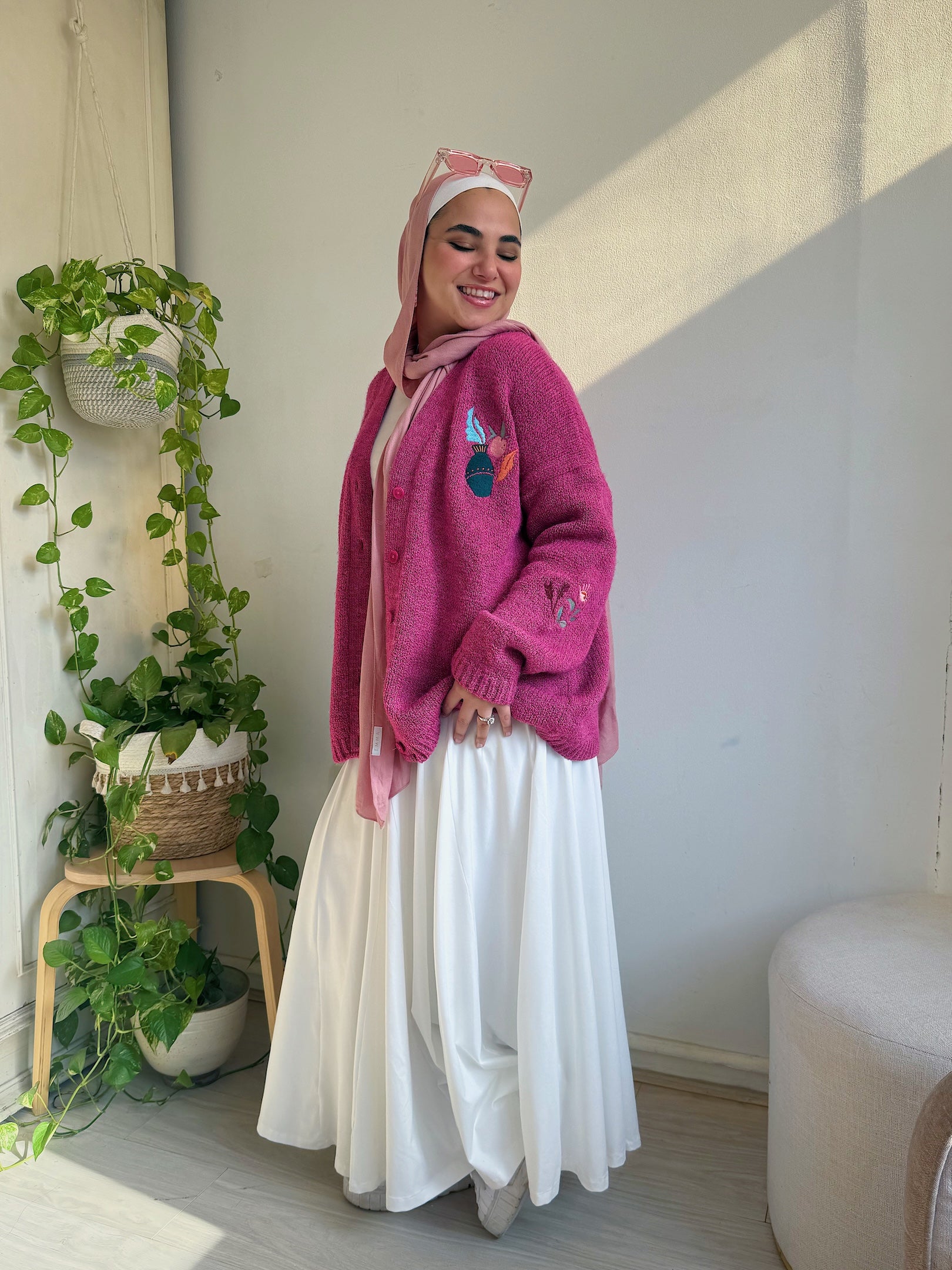 Image of Fuchsia Knit Cardigan