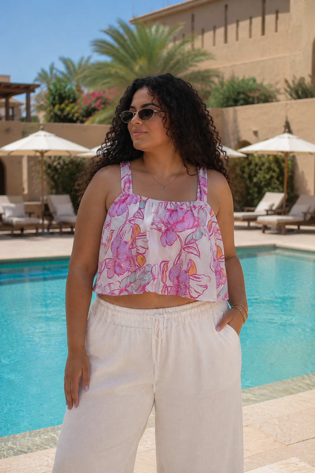 Image of Pink Cotton Summery Crop Top