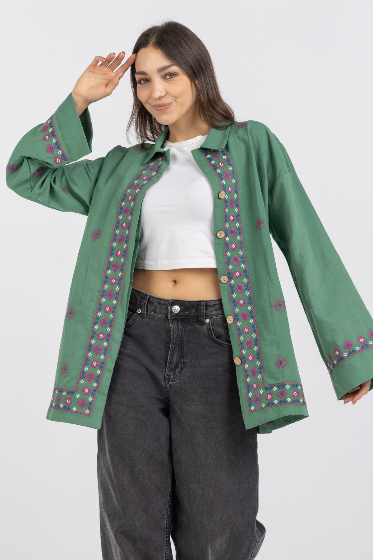 Image of Linen Bloom Long Jacket