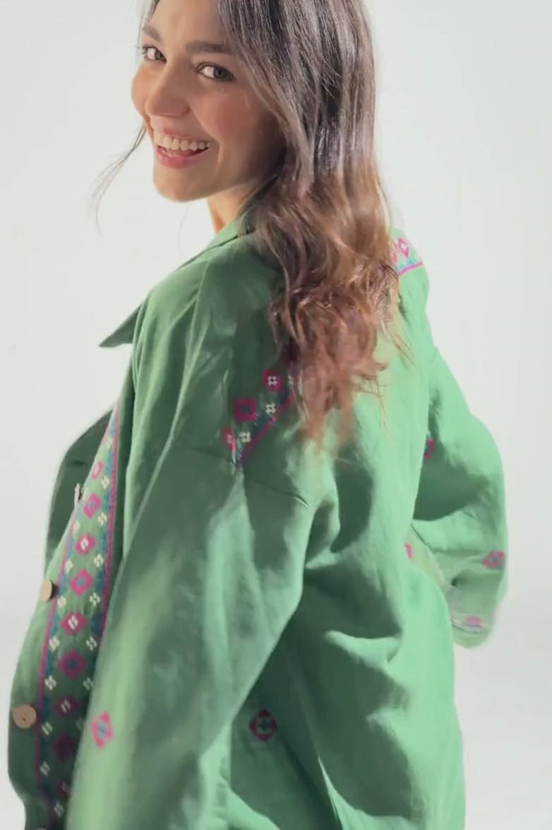 Image of Linen Bloom Long Jacket